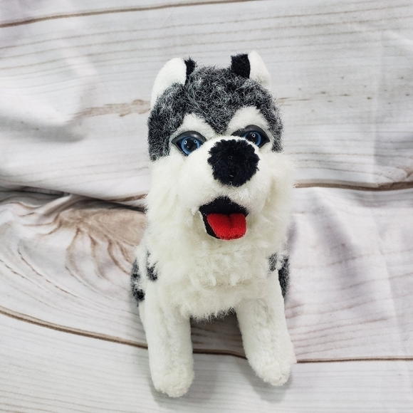 Shalom Toy Co Wolf Husky Dog 8" Plush Stuffed Animal Toy Scruffy Blue Eyes - Picture 9 of 9